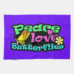 Peace, Love, Butterflies; Retro Towel
