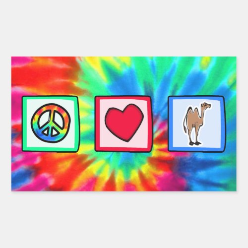 Peace Love Camels Rectangular Sticker