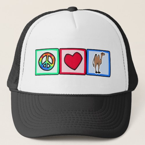 Peace Love Camels Trucker Hat