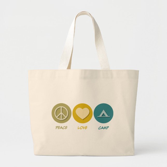 Peace Love Camp Large Tote Bag (Front)
