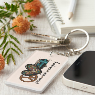 Peace Love Camping Keychain