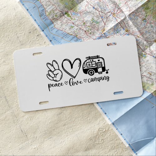 Peace Love Camping License Plate