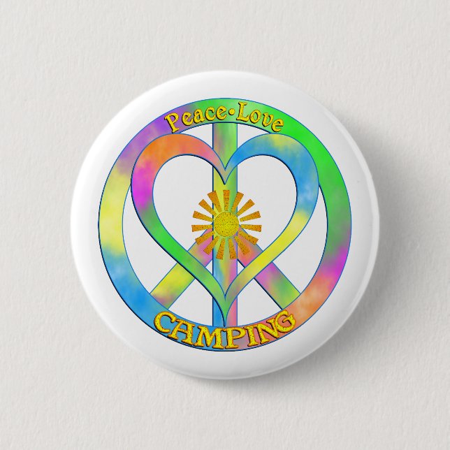 Peace Love Camping Pinback Button (Front)