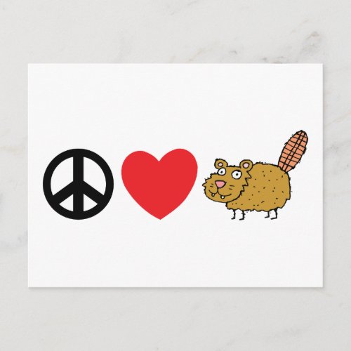 Peace  Love Canadian Beaver Postcard