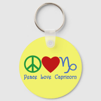 Peace Love Capricorn Zodiac Design Keychain