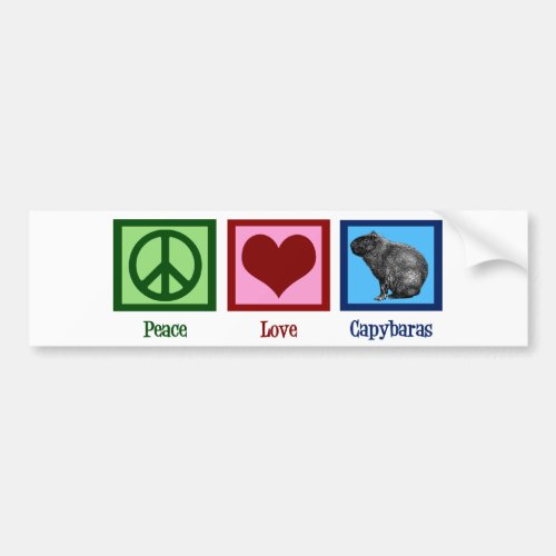 Peace Love Capybaras Bumper Sticker