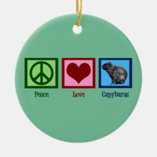Peace Love Capybaras Ceramic Ornament