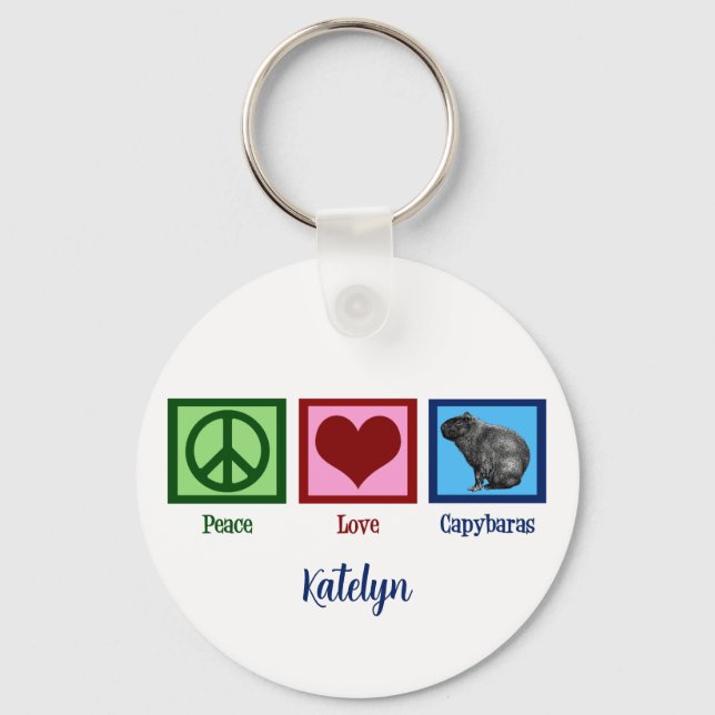 Peace Love Capybaras Keychain (Front)