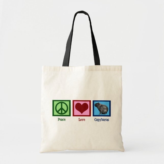 Peace Love Capybaras Tote Bag (Front)