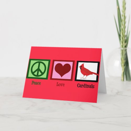 Peace Love Cardinals Christmas Beautiful Red Holiday Card
