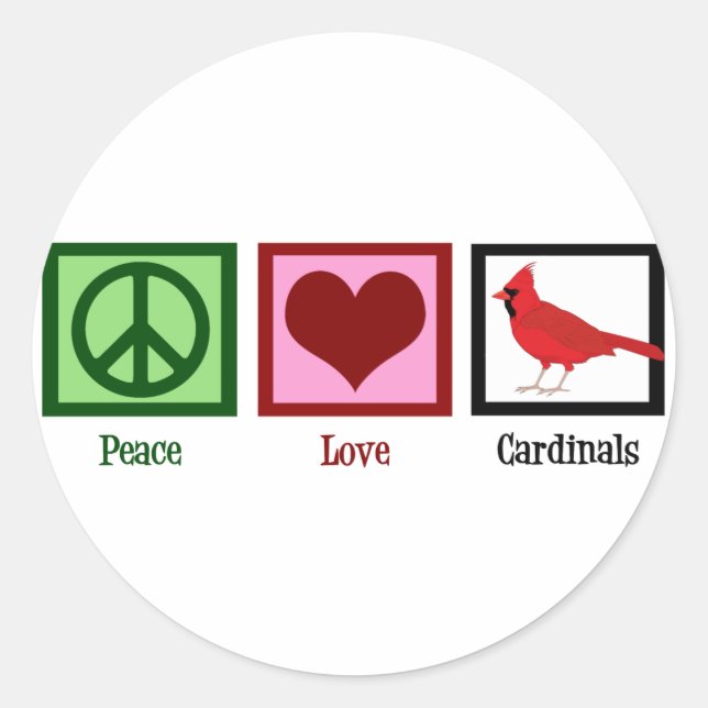 Peace Love Cardinals Classic Round Sticker (Front)