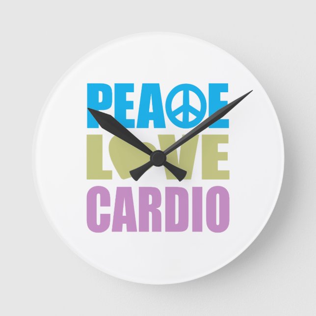 Peace Love Cardio Round Clock (Front)