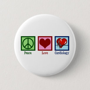 Peace Love Cardiology Heart Surgeon Heartbeat Button
