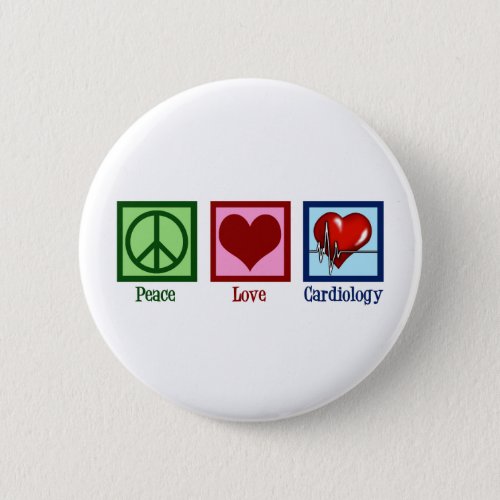 Peace Love Cardiology Heart Surgeon Heartbeat Button