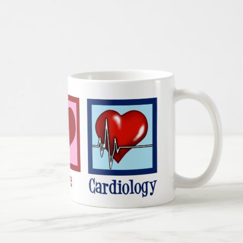 Peace Love Cardiology Heart Surgeon Heartbeat Coffee Mug