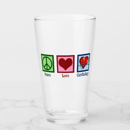 Peace Love Cardiology Heart Surgeon Heartbeat Glass