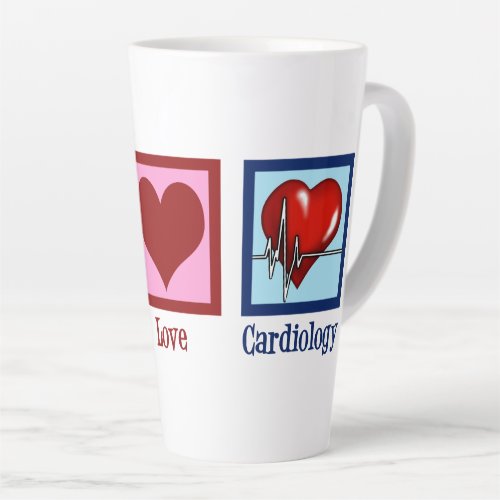 Peace Love Cardiology Heart Surgeon Heartbeat Latte Mug