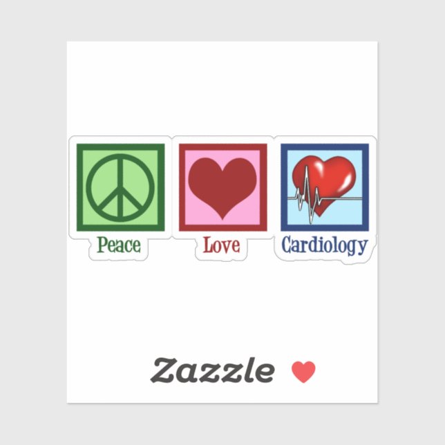 Peace Love Cardiology Heart Surgeon Heartbeat Sticker (Sheet)
