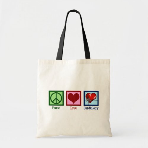 Peace Love Cardiology Heart Surgeon Heartbeat Tote Bag