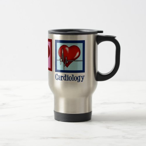 Peace Love Cardiology Heart Surgeon Heartbeat Travel Mug