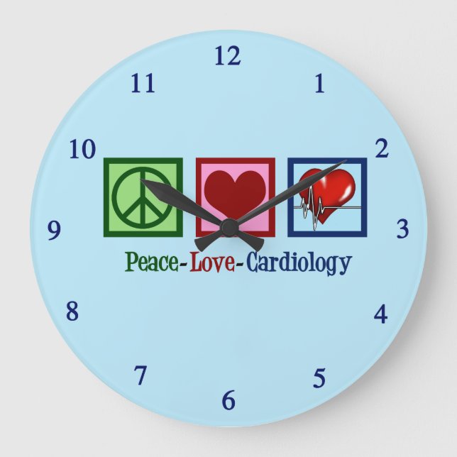 Peace Love Cardiology Office Large Clock (Front)