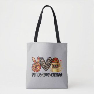 Peace Love Casino on Grey Tote Bag