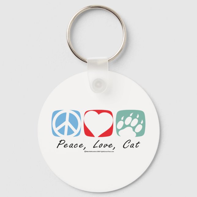 Peace Love Cat Keychain (Front)