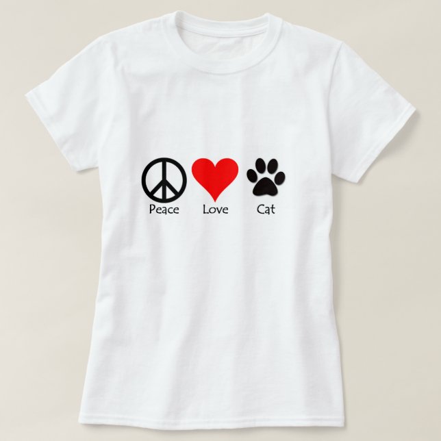Peace Love Cat T-Shirt (Design Front)