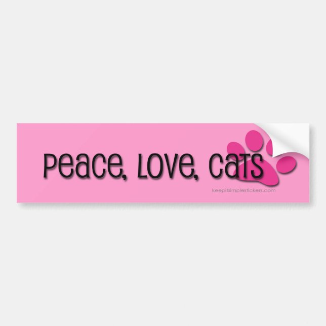 peace, love, cats bumper sticker (Front)