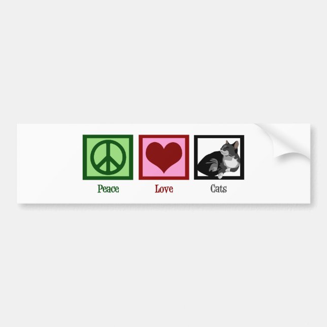 Peace Love Cats Cute Bumper Sticker (Front)