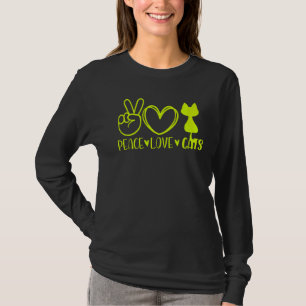 Peace Love Cats Cute Cat Mom Owner  Kitten Dad Pet T-Shirt