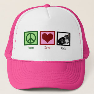 Peace Love Cats Cute Trucker Hat