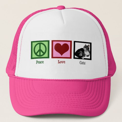Peace Love Cats Cute Trucker Hat