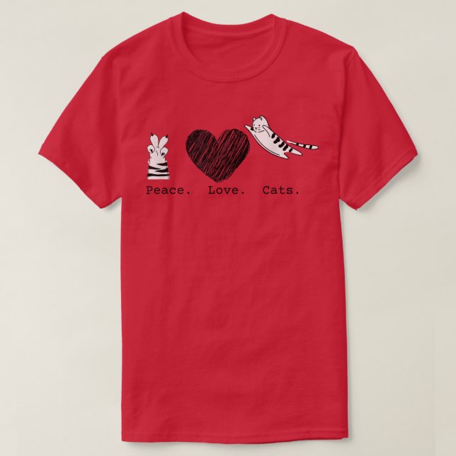 Peace Love Cats Hippy  T-Shirt (Design Front)