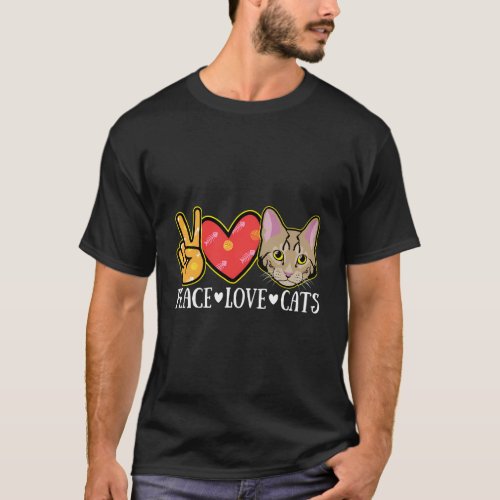 Peace Love Cats Kitten Meowsome Cat T_Shirt