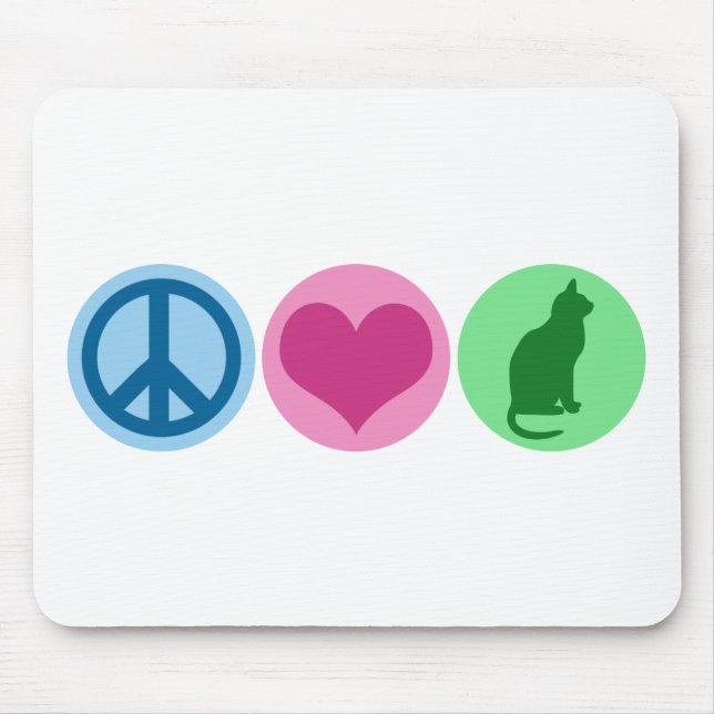 Peace Love Cats Mouse Pad (Front)