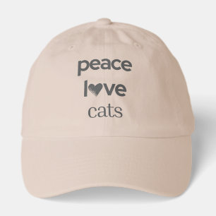 Peace Love Cats Stylish Cat Lady Modern Graphic Hat