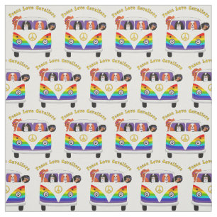 Peace Love Cavaliers King Charles Spaniel Fabric