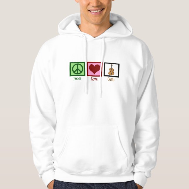 Peace Love Cello Cellist Hoodie (Front)