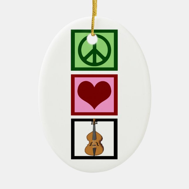 Peace Love Cello Ceramic Ornament (Front)