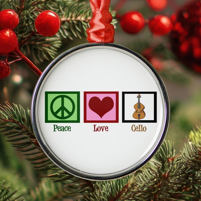 Peace Love Cello Christmas Metal Ornament (Creator Uploaded)