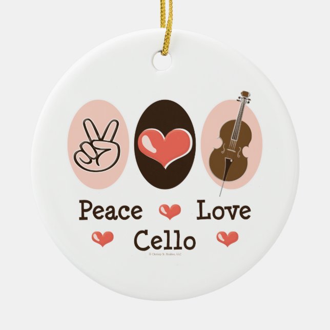 Peace Love Cello Ornament (Front)