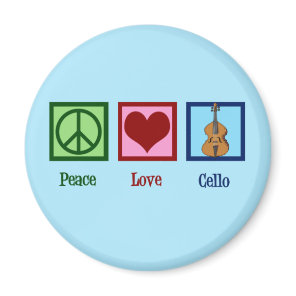 Peace Love Cello Player Blue Magnet