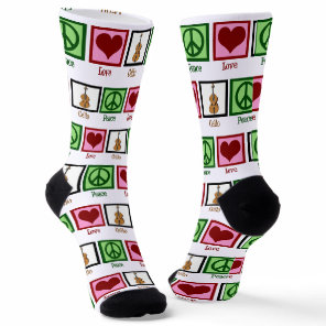Peace Love Cello Player Cute Cellist Socks