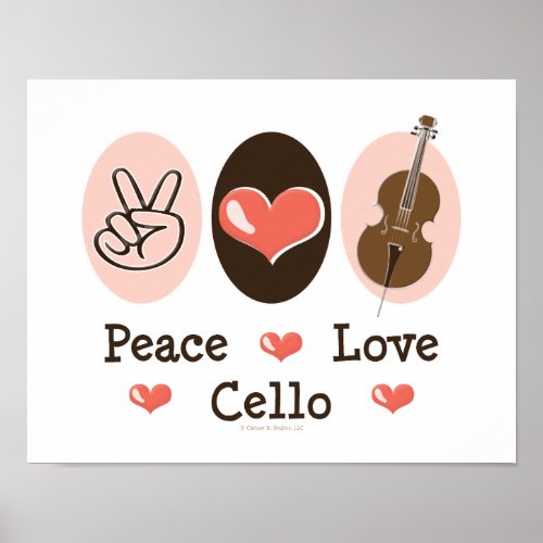 Peace Love Cello Poster