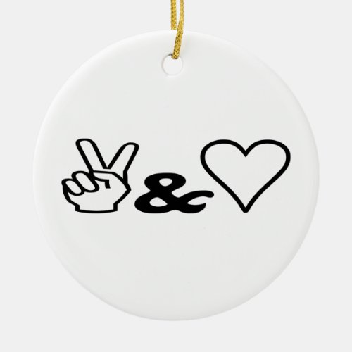 Peace  Love Ceramic Ornament