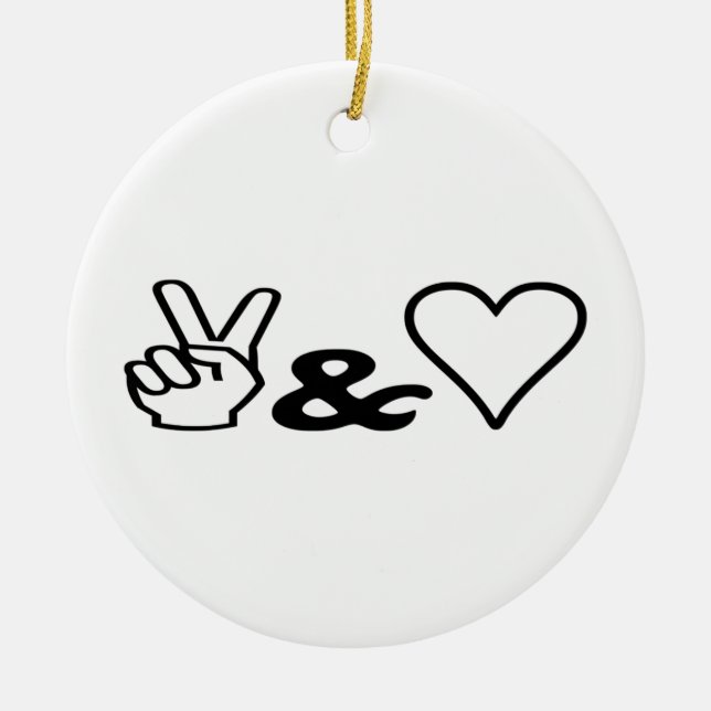 Peace & Love Ceramic Ornament (Front)