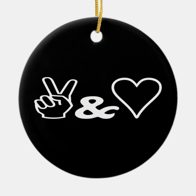 Peace & Love Ceramic Ornament (Front)