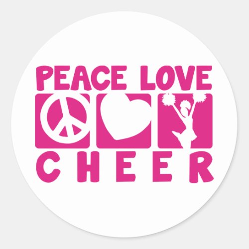 Peace Love Cheer Classic Round Sticker