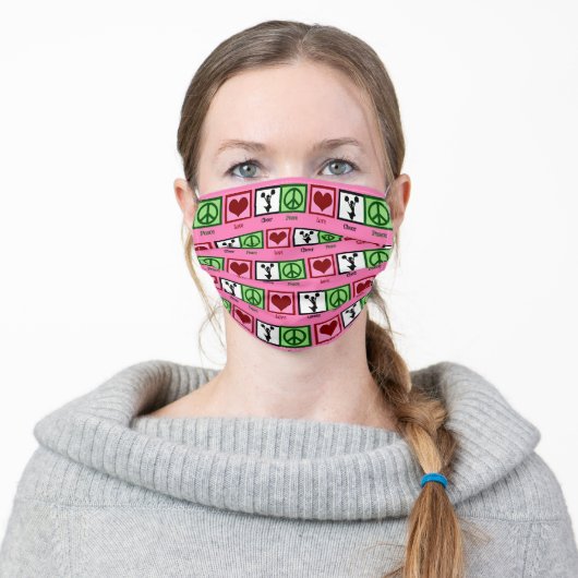 Peace Love Cheer Cute Cheerleader Adult Cloth Face Mask (Worn)